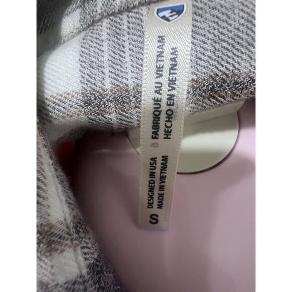 KÜHL Flannel Shirt Womens Small Plaid Long Sleeve Button Down Gray Brown Casual - Picture 2 of 8